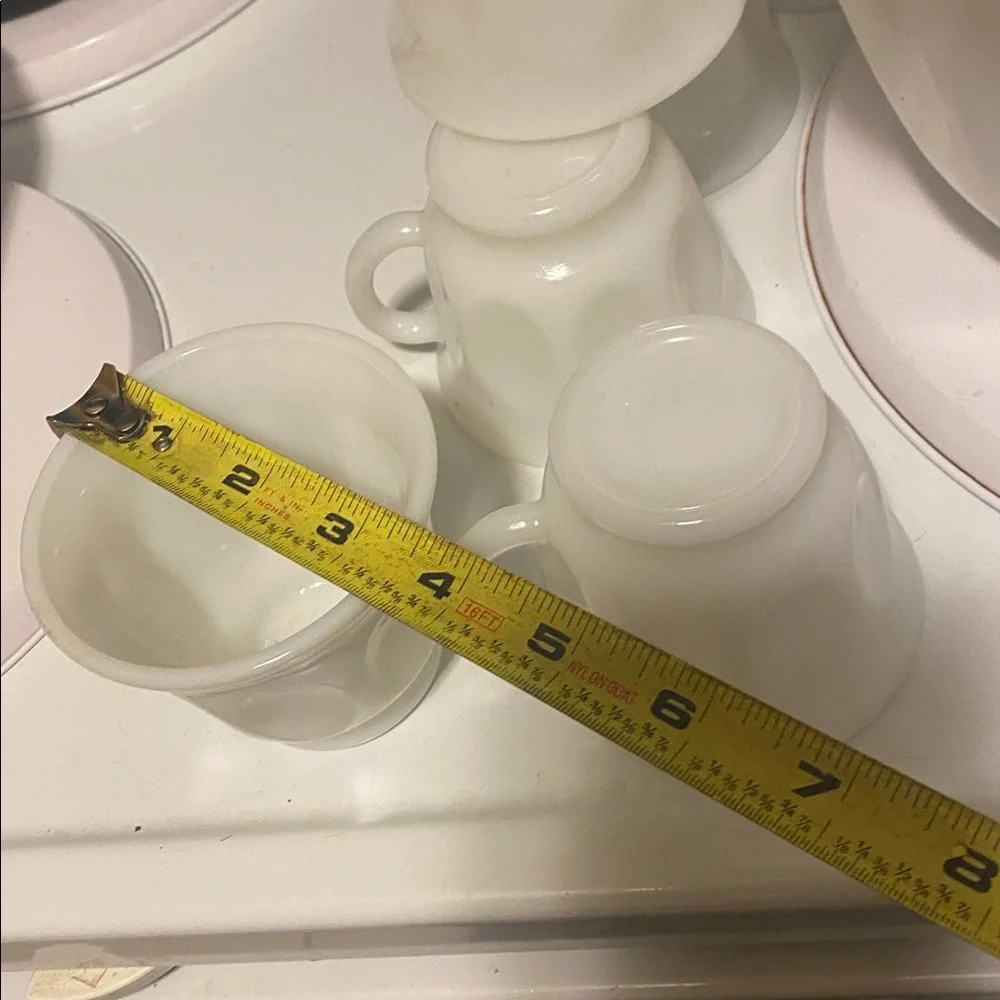Hazel Atlas Vintage 1958 Milk Glass Thump Print 10 Cup Punch Bowl Set - Picture 6 of 6